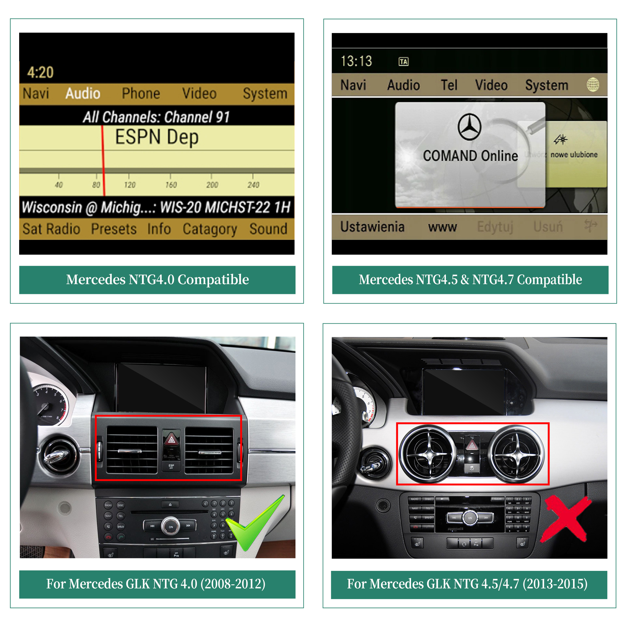 hualingan hla- 1211 hla-1009 Mercedes GLK X204 兼容的中控