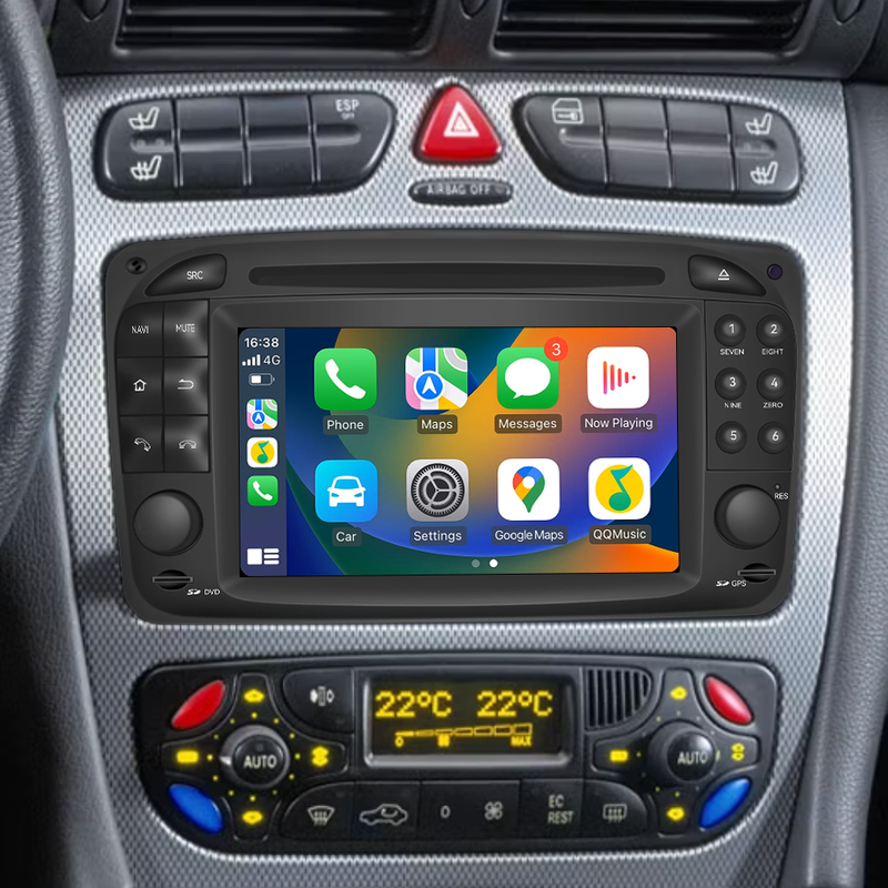 Hualingan Radio Stereo Upgrade Mercedes CLK W208 W209 C208 C209 6.2 inch TouchScreen Wireless CarPlay Android Auto Navigation GPS Bluetooth DVD Video Youtube Netflix Spotify Games 