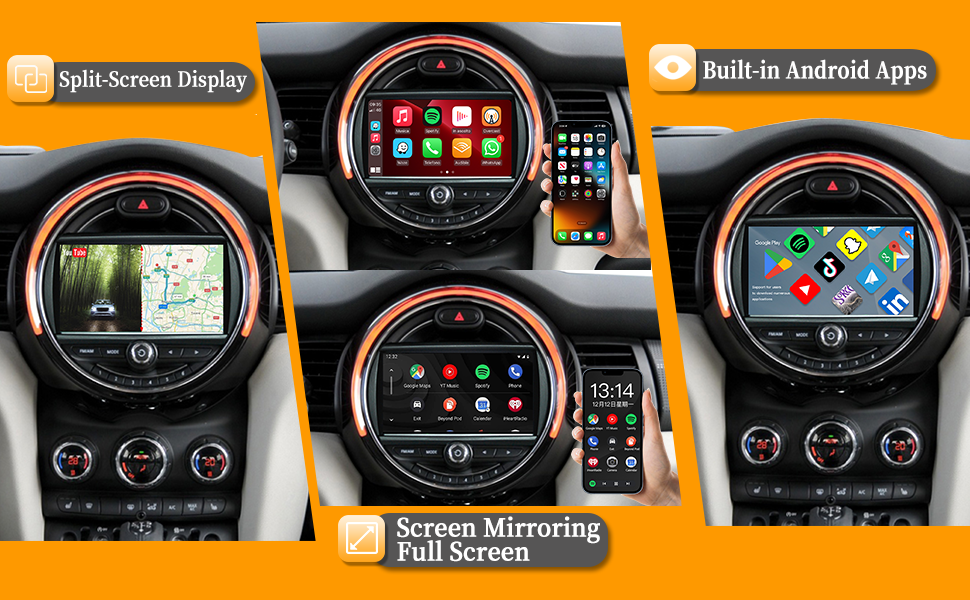 hualingan hla-8836 Mini Cooper NBT F54 F55 F56 F57 F60 carplay screen mirroring Full Screen 