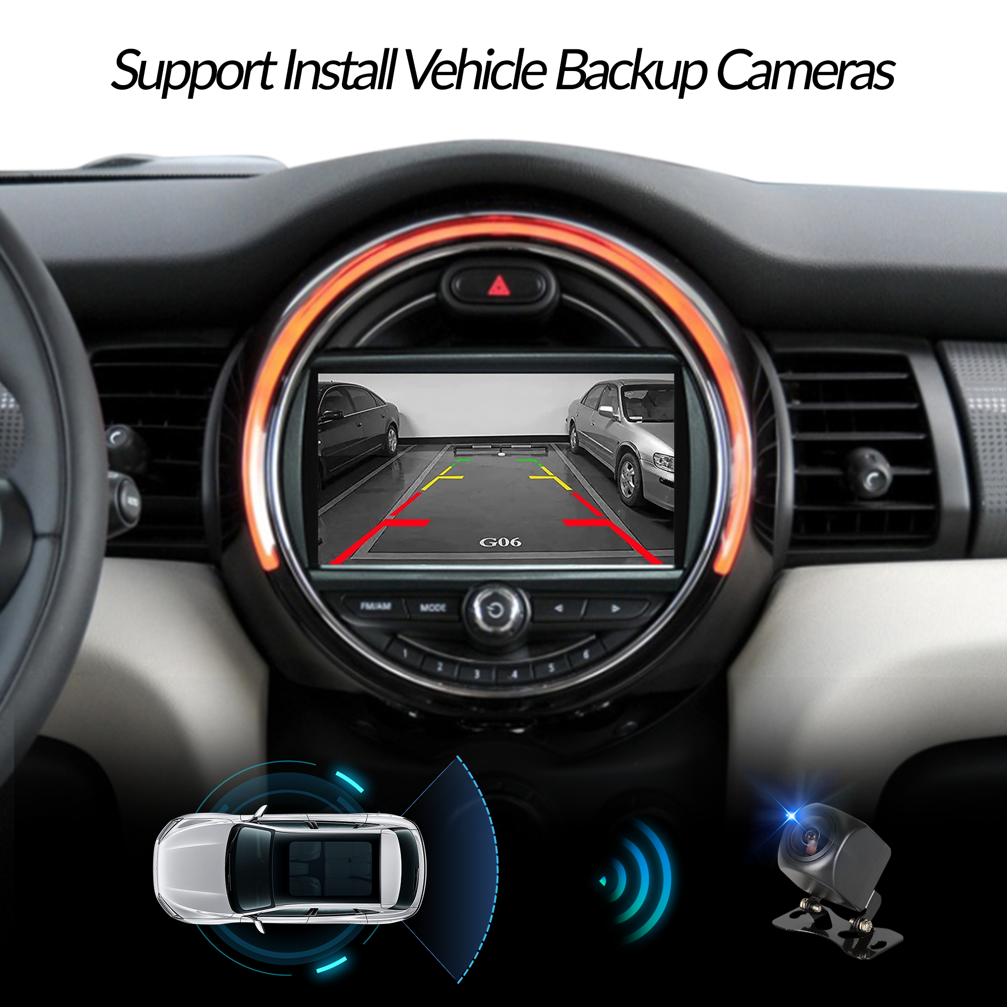 Apple CarPlay Mini Cooper NBT F54 F55 F56 F57 F60 Upgrade 7-inch Touch Screen Wireless Android Auto Split Screen Mirroring Full Screen iPhone Navigation Google Maps Spotify TikTok Reverse Cameras