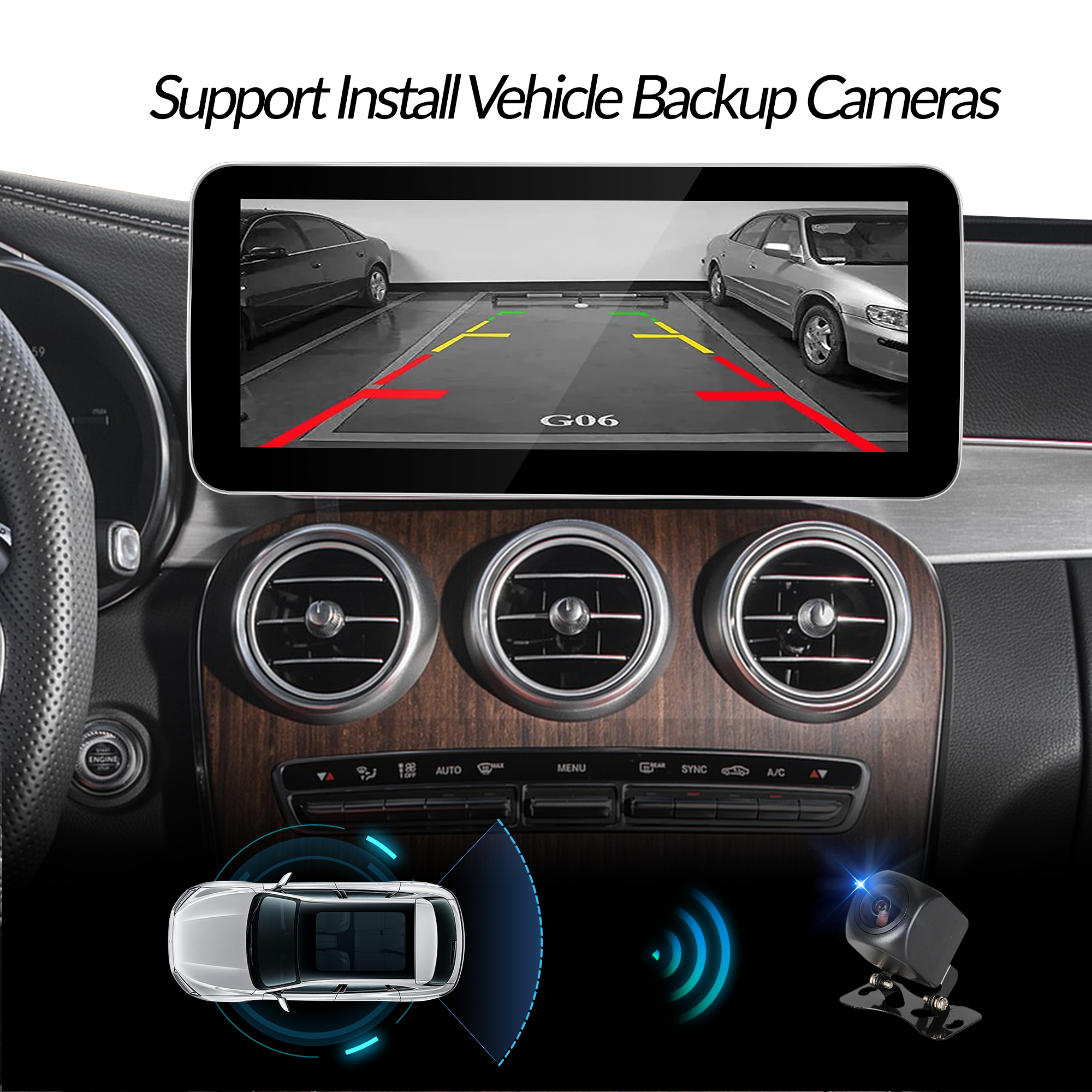 Mercedes C Class 10.25 Android Screen for 7/8 inch NTG 5.5 W205 C205 S205 Apple CarPay Android Auto Support Apps Mirroring Full Screen Netflix YouTube Spotify Navigation Google Maps Vehicle Cameras 