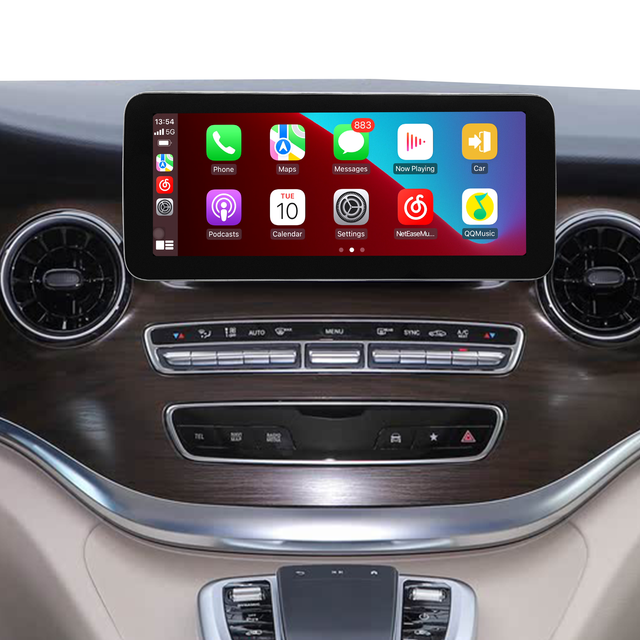 MBUX Mercedes V Class Apple CarPlay Upgrade 12.3 Touch Screen Apple CarPlay Wireless Android Auto Mirroring Full Screen Navigation Google Maps Spotify Netflix YouTube Vehicle Cameras 360 WiFi