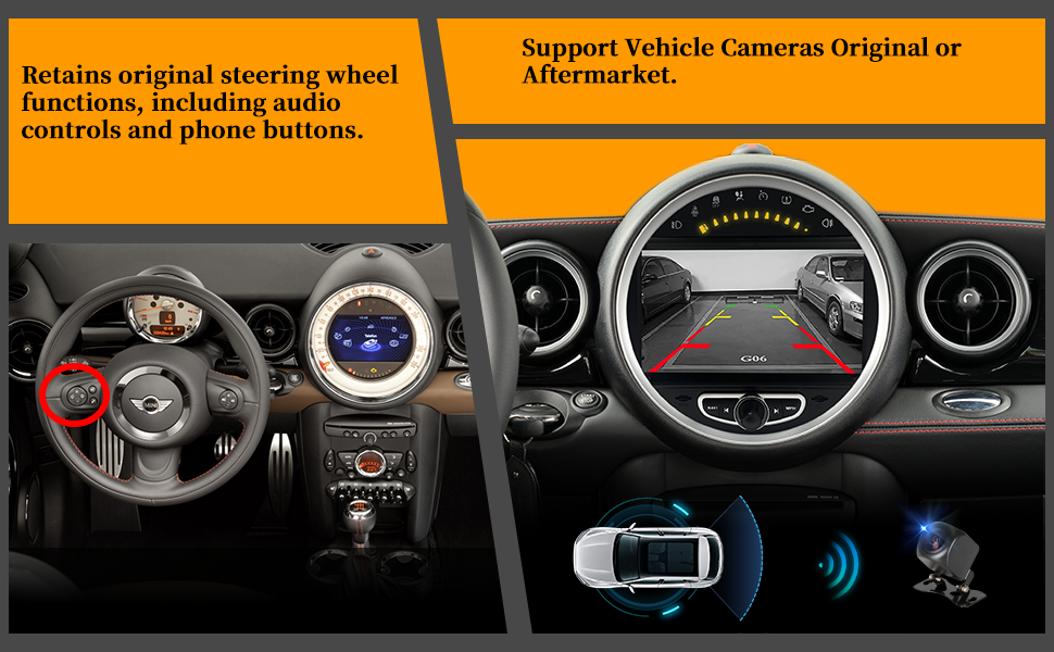 hualingan hla-8835-1 mini cooper CIC r55 r56 r57 r58 r58 r59 r60 r61 steering wheel Vehicle Cameras 