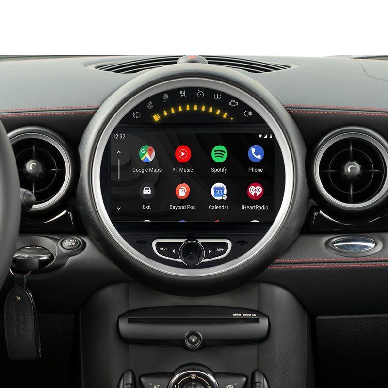 6.5 Mini Cooper CIC R58 Apple CarPlay Upgrade 8-inch Android Touch Screen Wireless Android Auto Support Install Vehicle Cameras Download Android Apps Games Music Movies TV Receive Calls Via Bluetooth