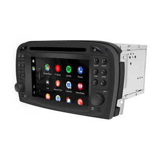 Mercedes W210 S210 Radio Upgrade 6.2 Touch Screen Add Wireless Apple CarPlay Android Auto Android System GPS Navigation Google Maps Vehicle Cameras Bluetooth Calls AM FM DVD Spotify Instagram TikTok
