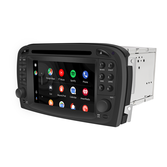 Mercedes W210 S210 Radio Upgrade 6.2 Touch Screen Add Wireless Apple CarPlay Android Auto Android System GPS Navigation Google Maps Vehicle Cameras Bluetooth Calls AM FM DVD Spotify Instagram TikTok