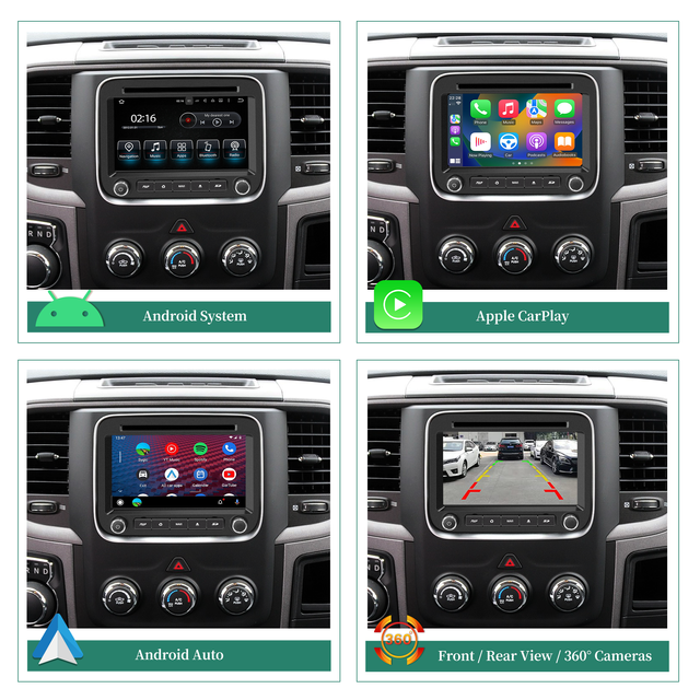 Dodge Ram Radio Replacement for Ram 1500 2500 3500 4500 5500 with 7inch TouchScreen Wireless CarPlay Android Auto Car Stereo Android 13 GPS Navi Hulu BT DVD RDS FM AM MP3 Head Unit