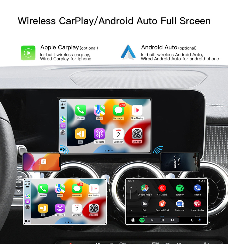 Android Box LVDS,for Mercedes Benz B Class W247 Factory with 7 inch MBUX Screen Cars,Full Screen Apple CarPlay and Android Auto,Android 13 128G 256G,Compatible Car Without or With CarPlay