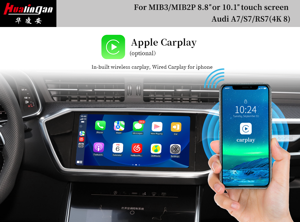 CarPlay AI BOX Audi A7 S7 RS7 MIB2 Apple CarPlay Retrofit Android Auto Full Screen Wireless Interface Android 12 Wifi 4G Rear Camera Multimedia GPS Navigation Android Head Unit 