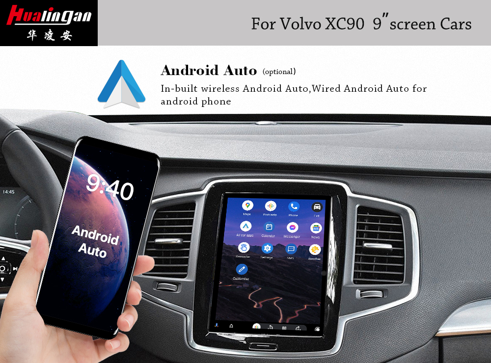 VOLVO XC90 Apple CarPlay Full Screen Auto Android Ai BOX Mirror Car Back Camera Android 13 Wireless Android Auto Adapter Wireless Apple Carplay Adapter 9 Inch Screen Upgrade 