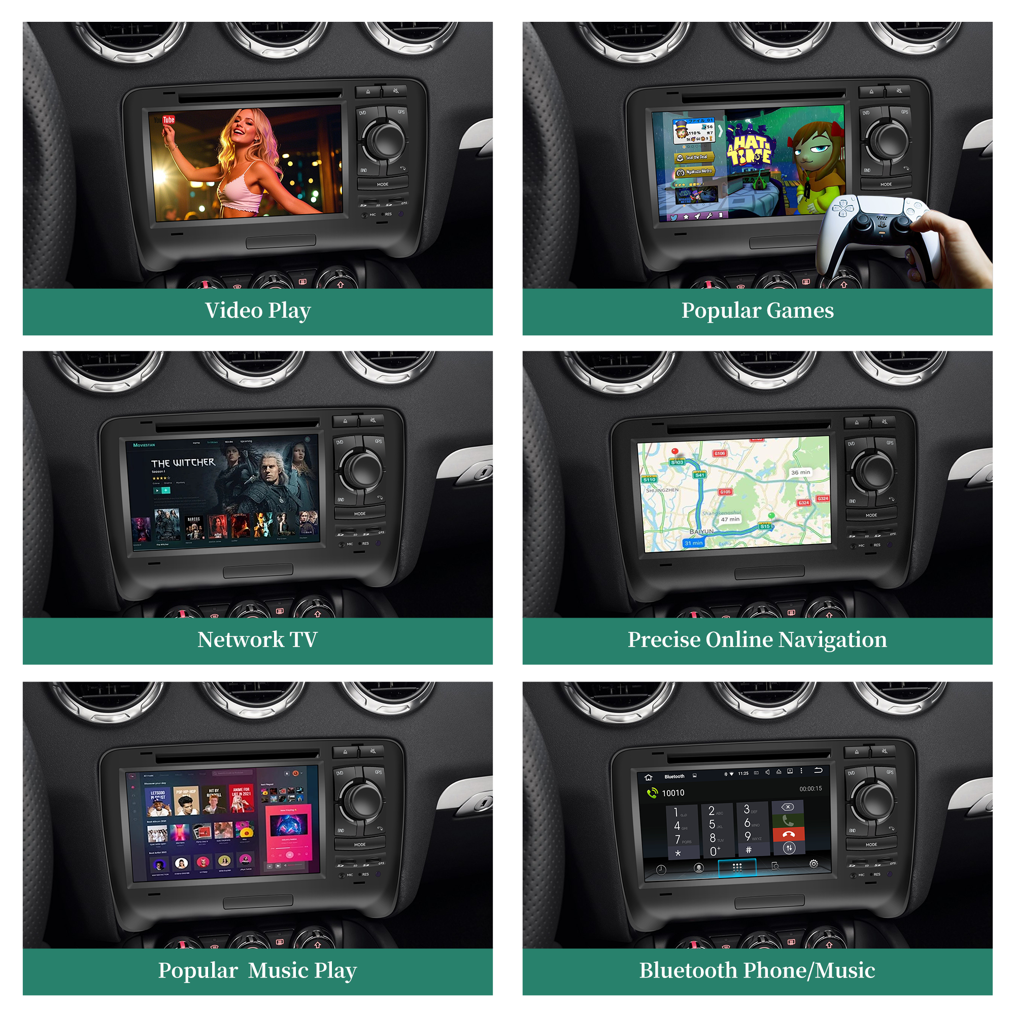hualingan hla-8795 Audi TT 8J Radio Double Din Car Stereo video