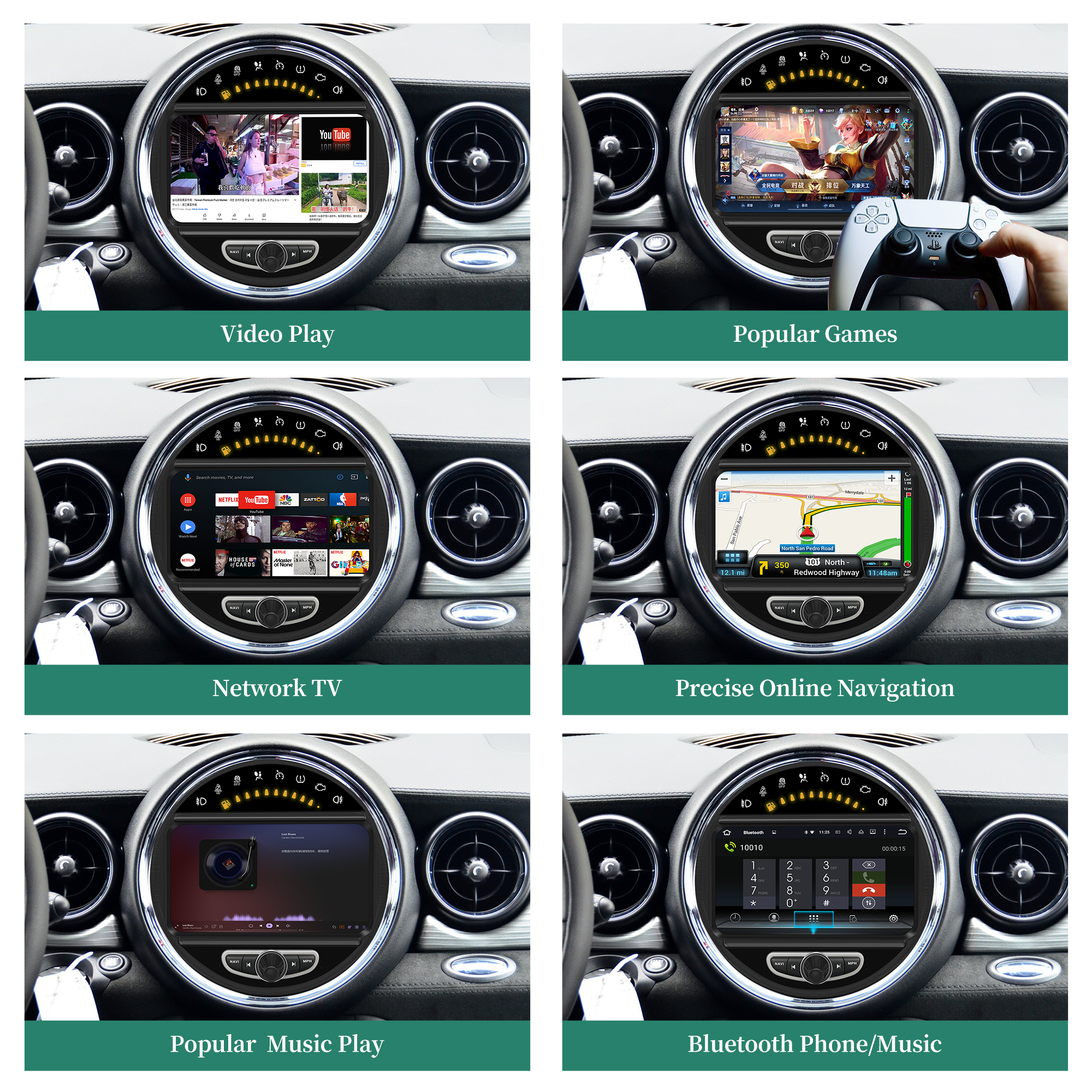 Hualingan HL-8835-1 Mini Cooper Radio Upgrade CCC Video TV