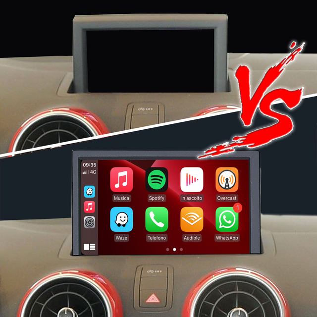 Audi A1 S1 8X MMI 3G Touch Screen Upgrade Autoradio Stereo Kit Wireless Apple CarPlay Android Auto Mirror Link Navigation 4G Wi-Fi Android 13 Apps Netflix Spotify Prime Video Reddit Twitch Waze Games