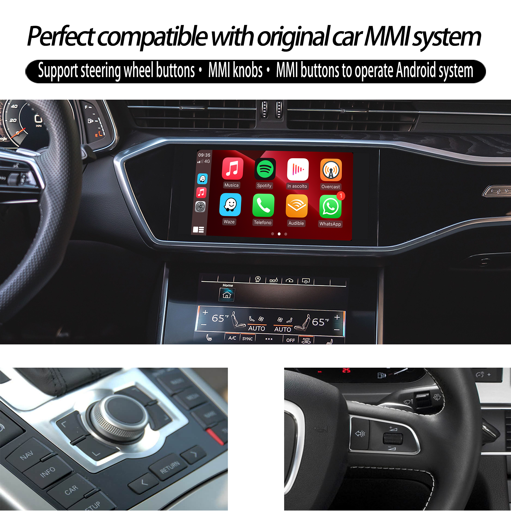 hualingan apple carplay android auto adapter for audi a6 s6 rs6 a7 s7 rs7 方向盘