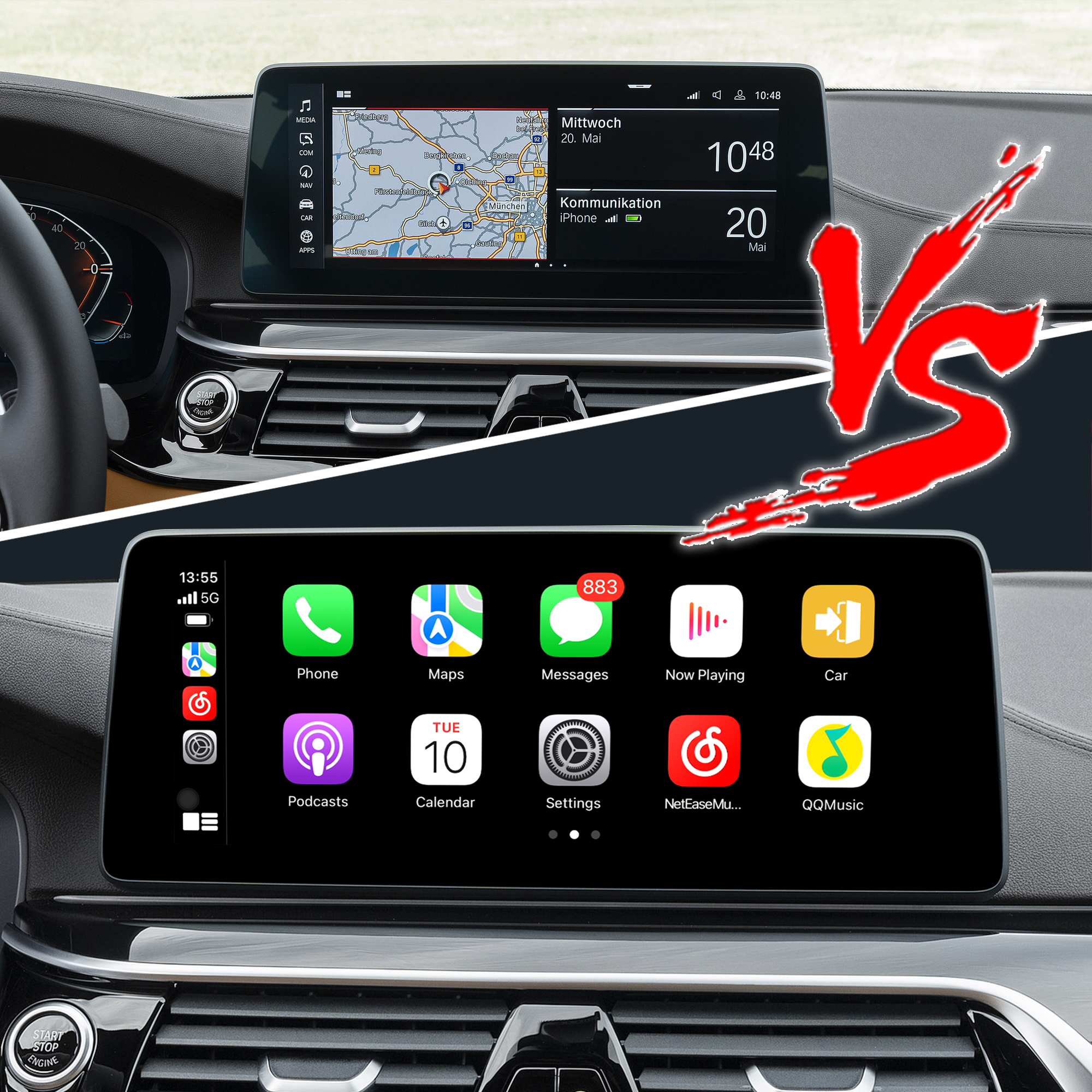 Hualingan CarPlay Adapter for BMW 1 Series F40 iD7 MGU Upgrade 3 in 1 Wireless CarPlay & Android Auto & Android 13 Games Netflix YouTube Spotify Navigation Waze Full Screen Mirror 10.25/12.3 Screen