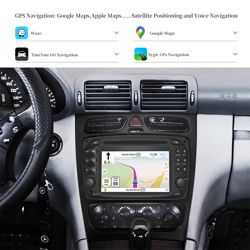 Hualingan HL-8802GB Mercedes Navigation Apple MapsGoogle Maps W168 W203 C208W208 C209W209 W210 W463 W163 R170 Vaneo W414 Viano Vito W639