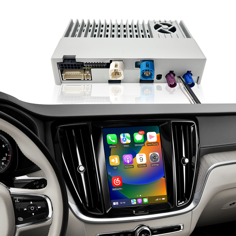 Apple CarPlay Volvo Adapter for 9 inch Sensus Screen S60 Wireless Android Auto Apps Mirroring Full Screen Wi-Fi 4G Steering Wheel Navigation Google Maps Bluetooth Calls Music Netflix Spotify