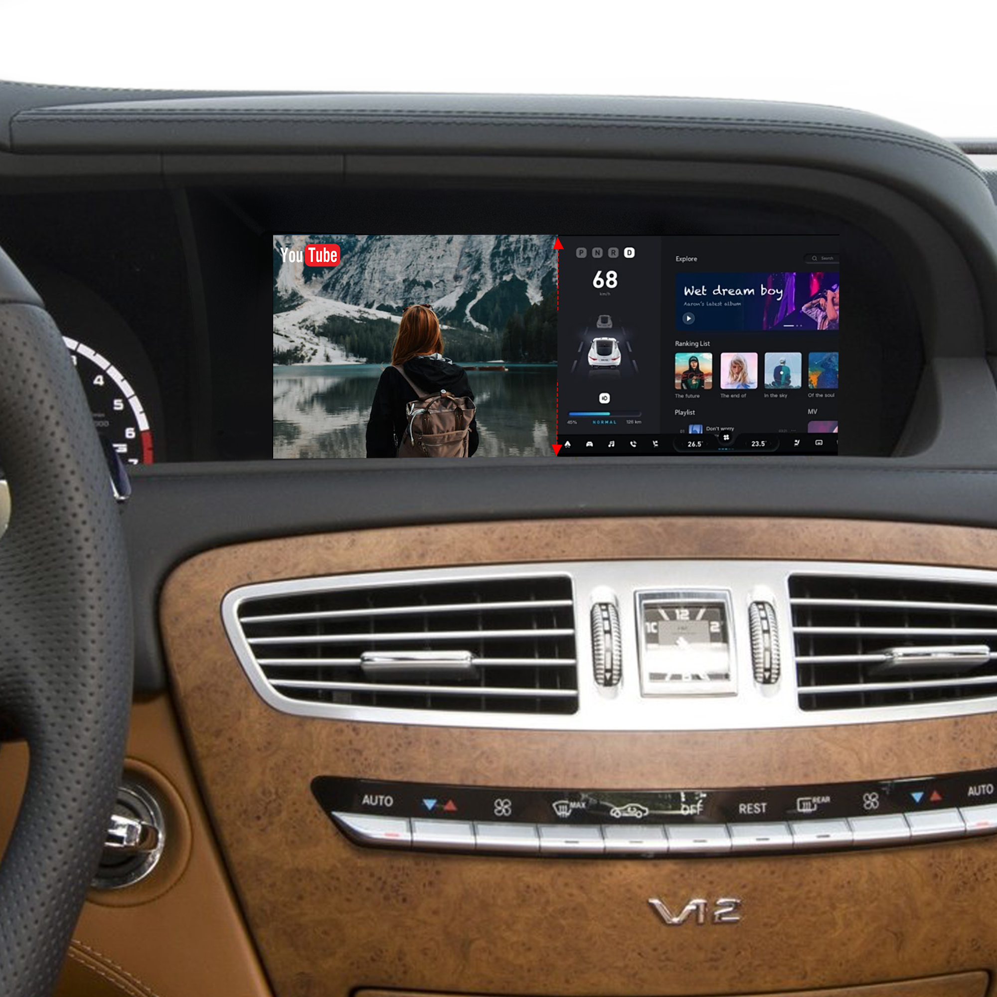 Android Auto Mercedes W221 C216 S/CL-Class NTG 3.5 Upgrade 10.25 Android Screen Wireless Apple CarPlay Full (Split) Screen Mirroring App Netflix YouTube Spotify Wi-Fi Navigation Waze Vehicle Cameras