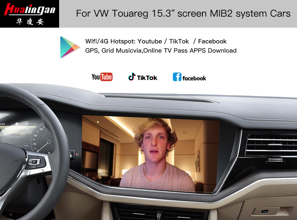 Hualingan Volkswagen Touareg Apple CarPlay Wireless Android Auto CarPlay Ai Box 15.3”1920*1020 Touch Screen Upgrade Full Screen Mirror Android 12 Wifi Video Navi Google Maps