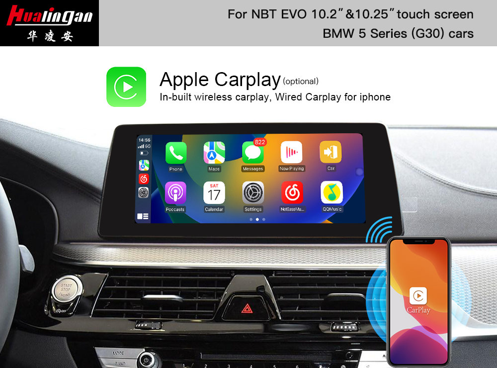 BMW 5 Series G30/G31/G38 iDrive 6.0 EVO Touch Screen Upgrade Wireless Apple CarPlay Fullscree Android System Android Auto Mirroring Video in Motion Wi-Fi Hotspot 