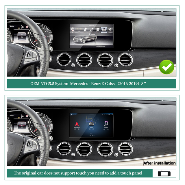 Hualingan Android Retrofit Adapter for Mercedes W213 / S213 / C238 / A238 NTG 5.5 8" Non-Screen Upgrade Touch,Wireless Apple CarPlay & Android Auto,Full Mirror,Google Play Apps,Backup Camera Support 