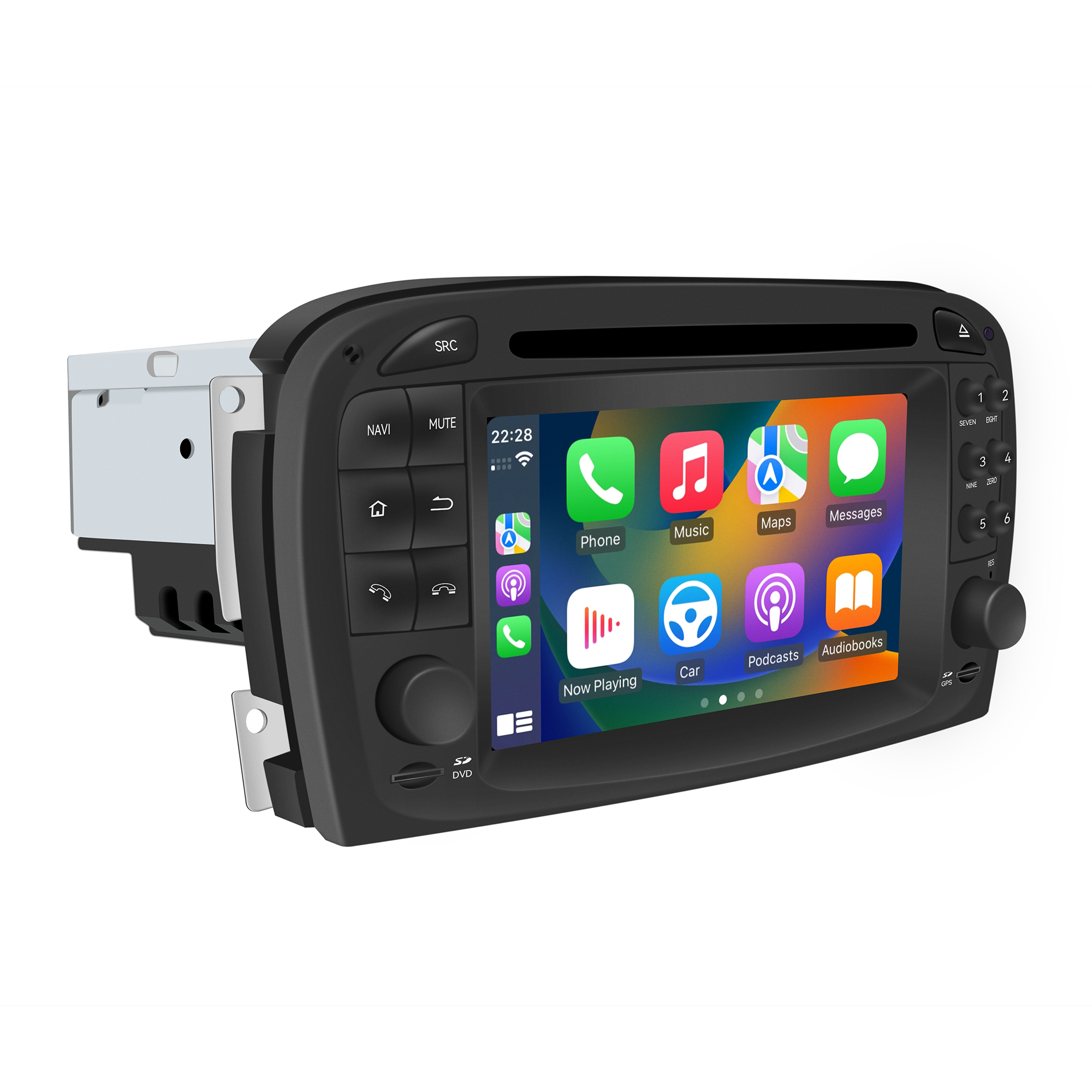 Mercedes R230 Radio Upgrade SL350 SL500 SL600 SL55 SL65 Stereo Replacement 6.2 TouchScreen Wireless Apple Carplay Andriod Auto Full Screen Mirror DVD WiFi Backup Cameras Auto Radio Installation Kits