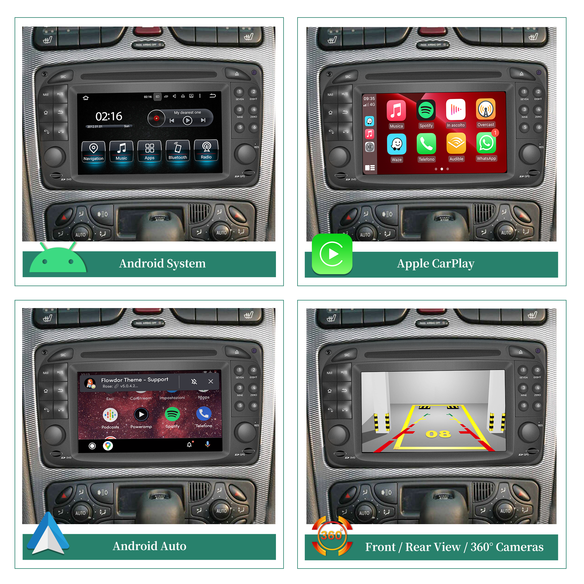 Hualingan Radio Stereo Upgrade Mercedes CLK W208 W209 C208 C209 6.2 inch TouchScreen Wireless CarPlay Android Auto Navigation GPS Bluetooth DVD Video Youtube Netflix Spotify Games 