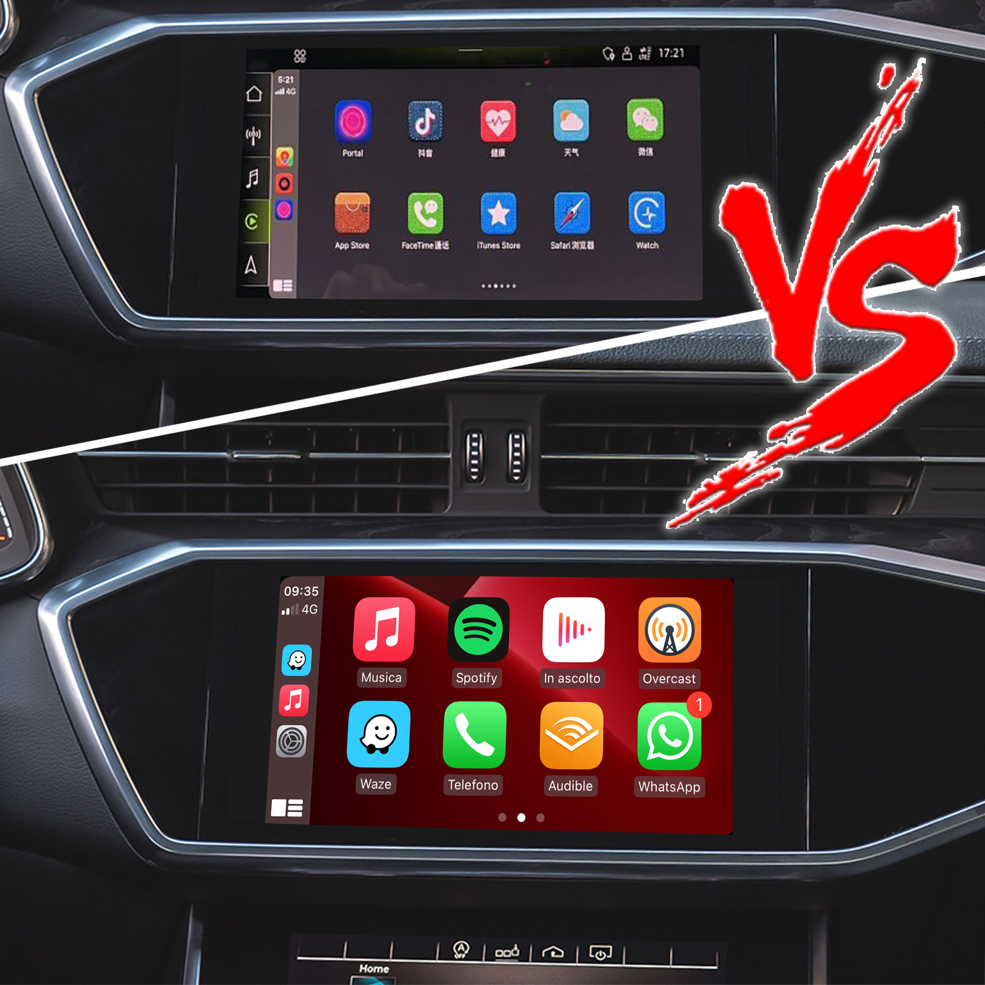 Wired To Wireless CarPlay Android Auto Adapter for Audi A6 A7 A8 Q6 Q7 Q8 MIB2P MIB3 Android 13 Netflix Spotify Prime Video Reddit Twitch Waze Games GPS Navigation 4G Wi-Fi 