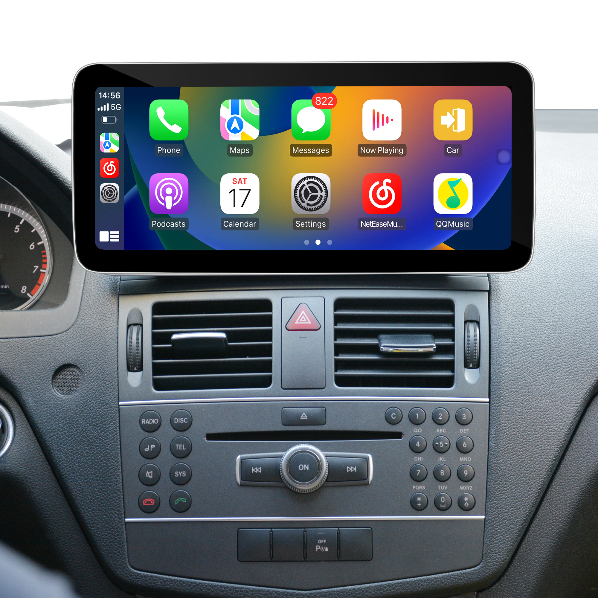 Mercedes W204 C204 S204 NTG4 Android Auto Retrofit Kit Upgrade 10.25 Touch Screen Wireless Apple CarPlay Android 14 Apps Navigation Netflix Spotify Facebook YouTube Reverse Camera Screen Mirroring