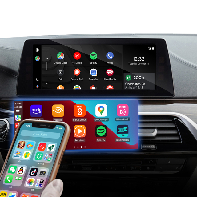 Hualingan CarPlay Adapter for BMW 5 Series M5 NBT EVO iD6 G30 G31 G38 Wireless CarPlay Android Auto Screen Mirror 8.8/10.25 iDrive Screen Android Apps Navigation Google Maps Spotify Netflix Telegram