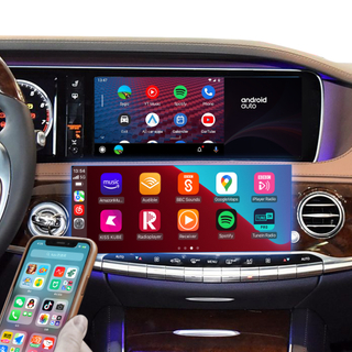 Hualingan CarPlay AI Adapter for Mercedes S-Class NTG5-5.2 W222 V222 X222 VV222 C217 A217 Wireless Apple CarPlay Android Auto Full Screen to 12.3 Touch Apps Netflix Spotify Prime Video Navigation 