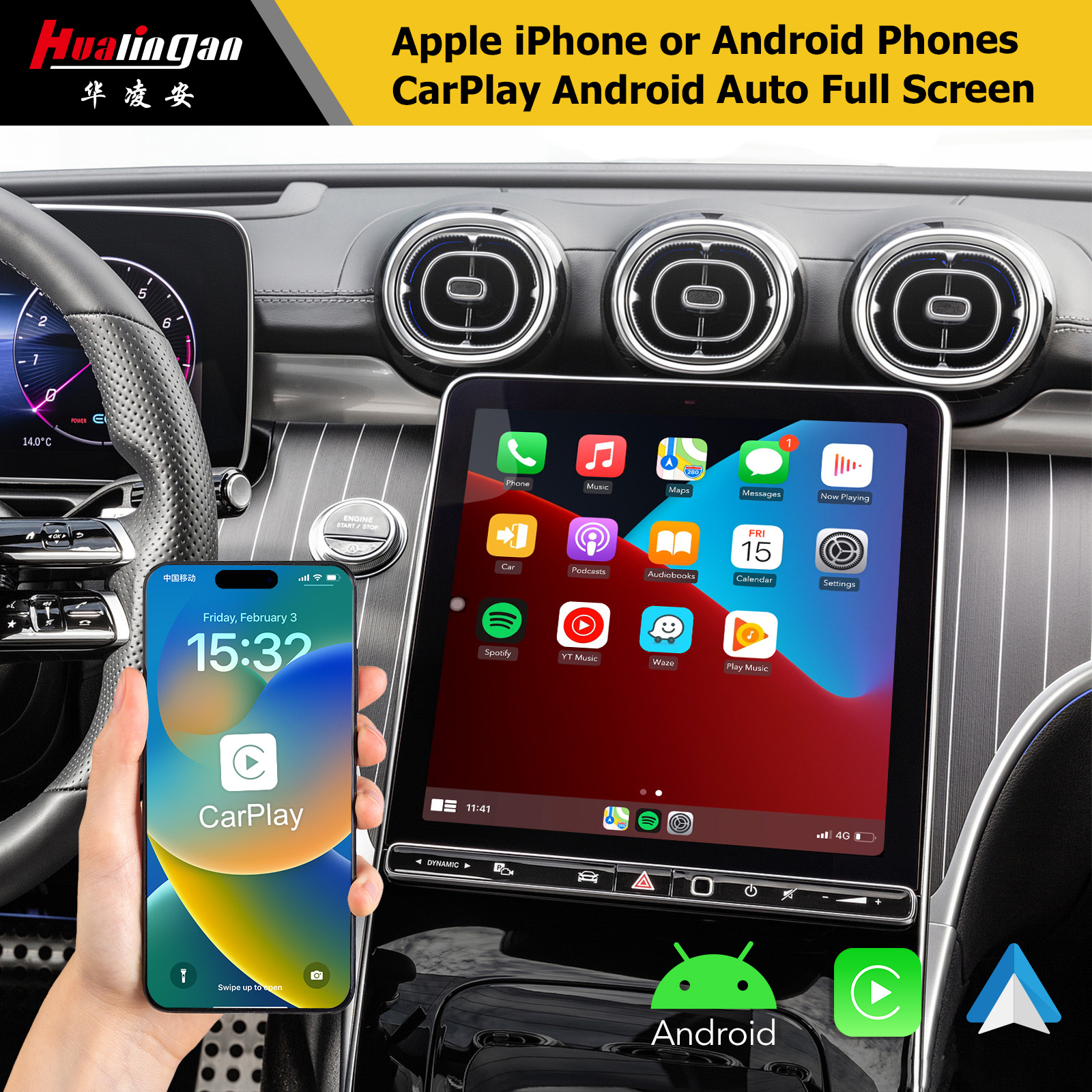 Hualingan Mercedes Benz NTG 7.0 Apple CarPlay Upgrade Wireless Android Auto Multimedia AI Box Android Navigation Aftermarket Multimedia Video interface HL4042.jpg