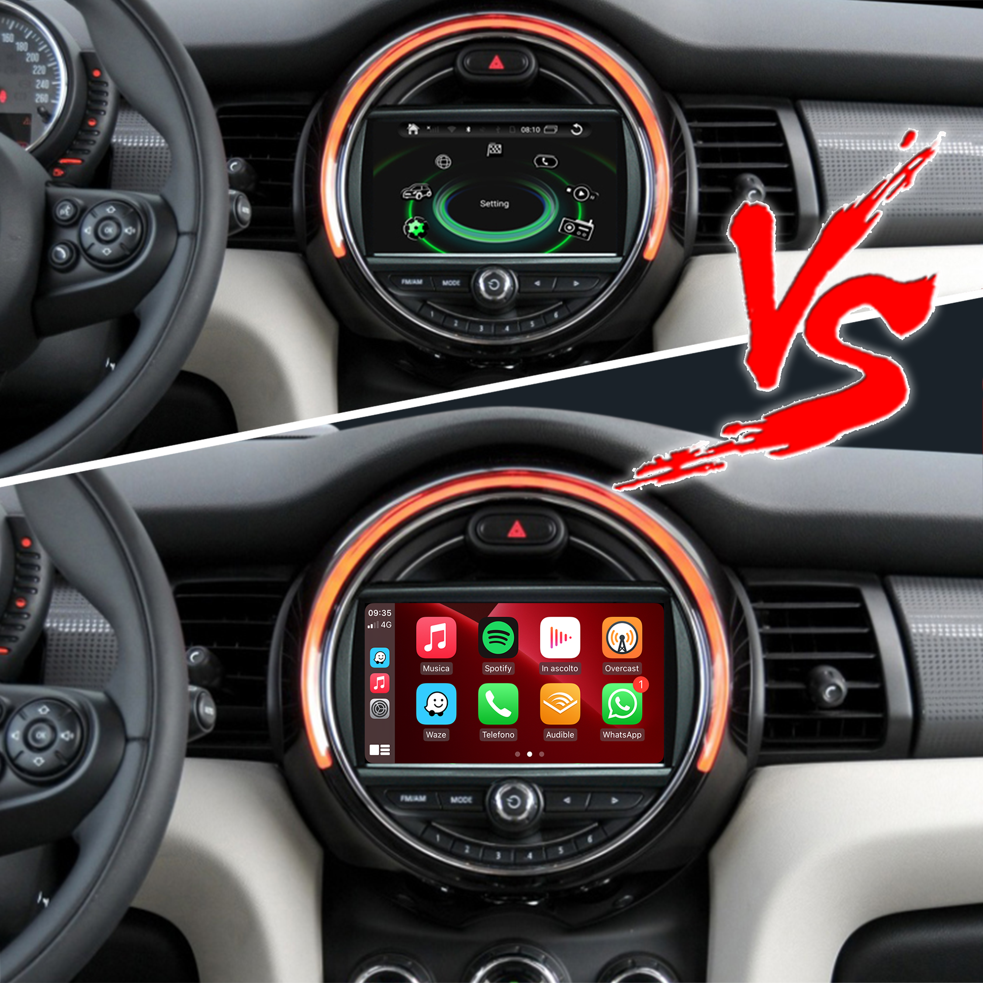 6.5 Mini Cooper NBT F54 Apple CarPlay Upgrade 7-inch Touch Screen Wireless Android Auto Netflix Navigation Google Maps Vehicle Cameras Android Apps Games Music Movies TV Receive Calls Via Bluetooth