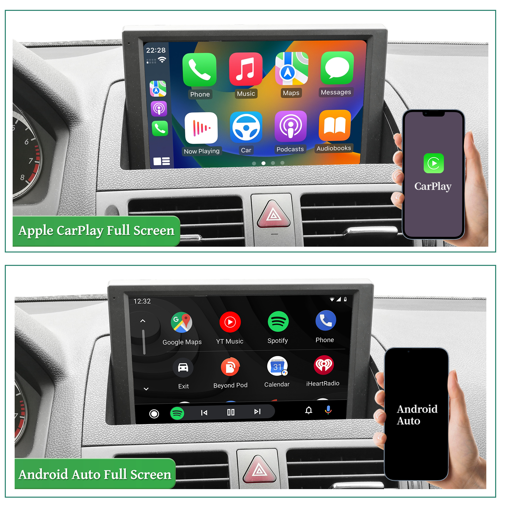 Apple CarPlay for Mercedes W204 S204 C204 NTG 4.0 Autoradio Upgrade 8 inch Android Screen Wireless Android Auto Mirroring Full Screen Apps Netflix Spotify YouTube TV Navigation Maps Vehicle Camer