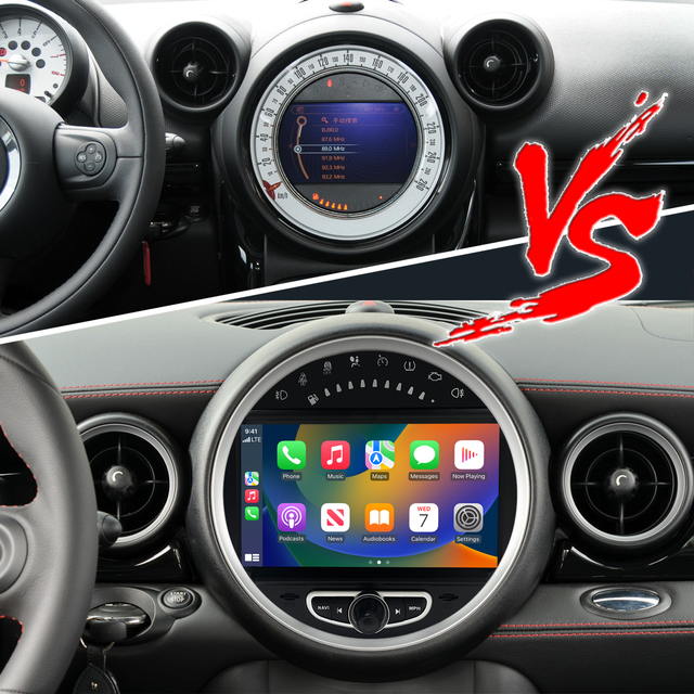 6.5 Mini Cooper CIC R55 Apple CarPlay Upgrade 8-inch Android Touch Screen Wireless Android Auto Support Install Vehicle Cameras Download Android Apps Games Music Movies TV Receive Calls Via Bluetooth