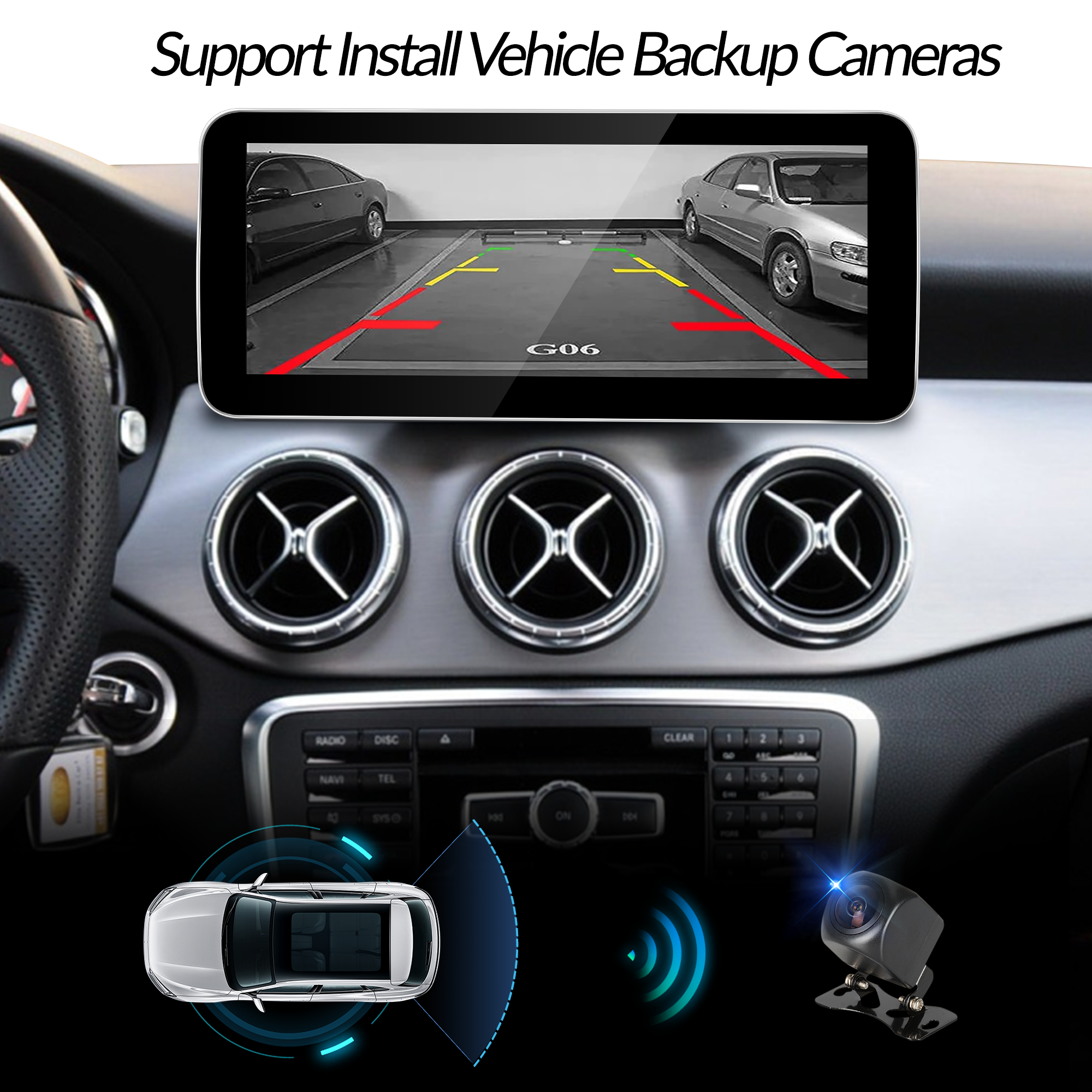 10.25 Mercedes Touch Screen Upgrade A class W176 NTG 5.1/5.2 Apple CarPlay Wireless Android Auto Android Apps Navgation Google Maps Watch TV Netflix Facebook Vehicle Cameras Bluetooth Calls Wifi 
