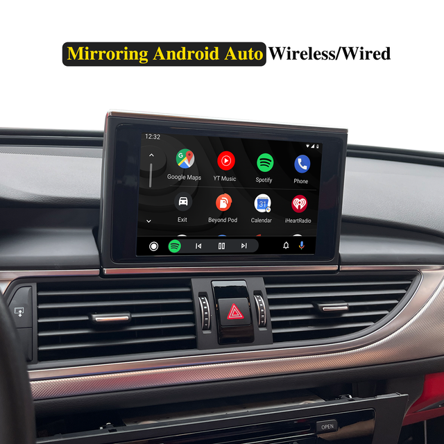 2 in 1 Full Screen Wireless CarPlay and Android Auto Adapter, for Audi A6 A7 OEM Without or With CarPlay Cars,Bluetooth Phone, Bluetooth Music,Convert Wired to Wireless,Auto Connect,Online Update