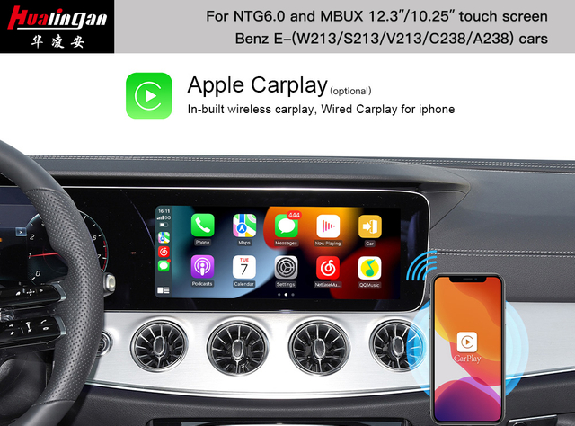 Hualingan Wireless Carplay Box,for C238 A238 Mercedes E Class MBUX Screen Wireless Android Auto Video Youtube Netflix Spotify Hulu Games,With Or Without OEM Wired CarPlay Android 13 Navigation