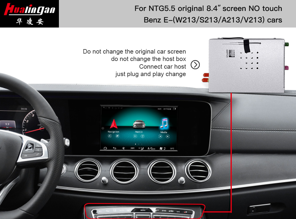 Mercedes E-Class A213 C213 V213 NTG 5.5 Apple CarPlay Wireless Android Auto Wi-Fi With 8.4-inch Fullscree Screen Mirroring AHD Camera AHD DVR 
