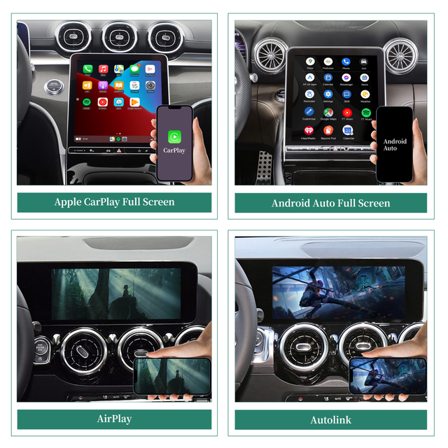 Hualingan 3 in 1 Android AI Adapter for Mercedes GLC X254 C254 MBUX Android Auto Full Screen CarPlay Access Android 14 App to 11.9 TouchScreen Games Music Netflix YouTube Spotify GPS Navigation WiFi