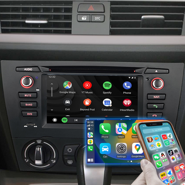 Hualingan BMW 3 Series E90 E91 E92 E93 Android Head Unit 2din Radio 6.2 Inch TouchScreen Car Stereo Upgrade Car GPS Navigation Wireless Apple CarPlay Fullscreen Audroid Auto Wifi 4G 