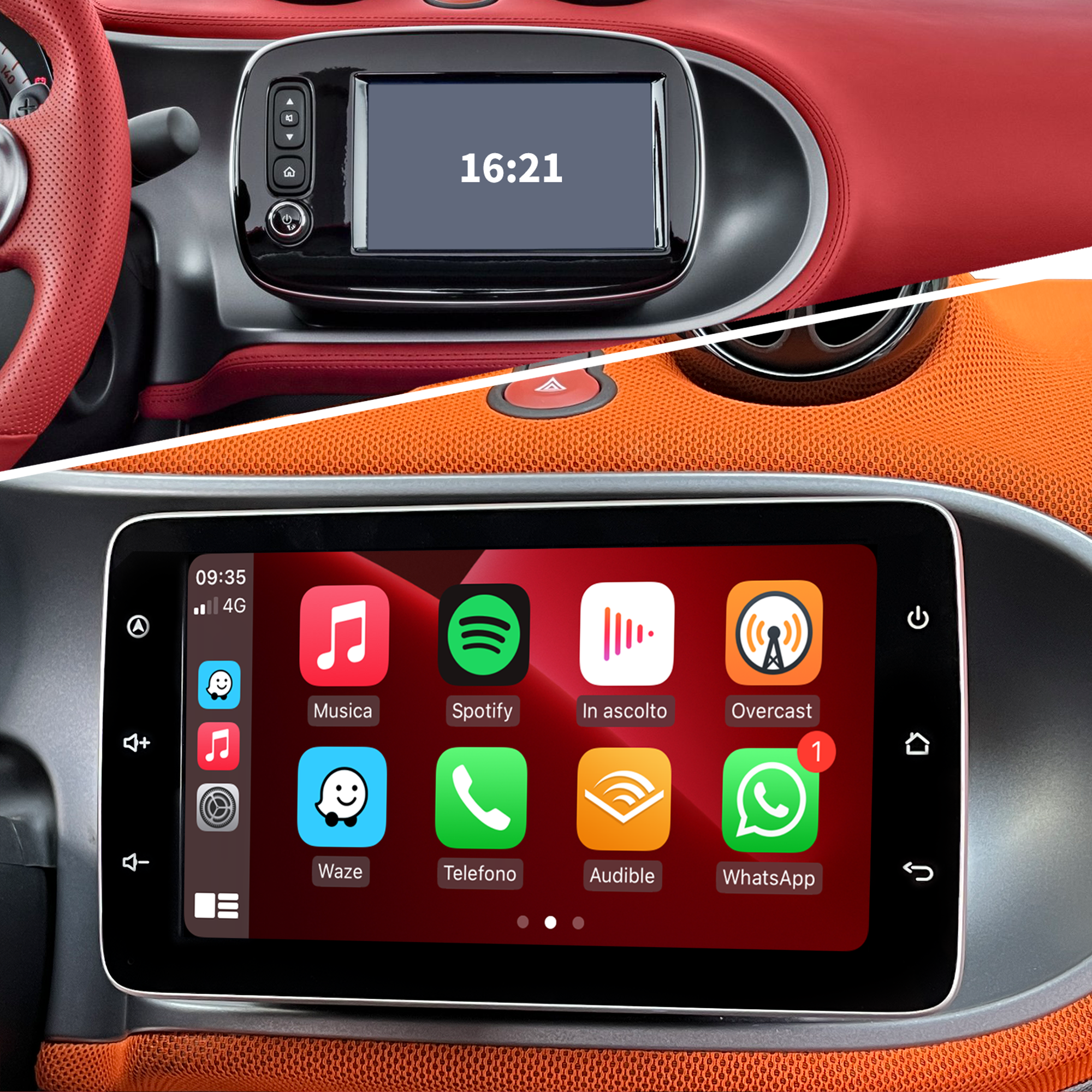 Hualingan Smart Fortwo/Forfour 2015-2018 Android Radio Head Unit 9.0 inch TouchScreen Car Stereo Upgrade Car GPS Navigation Wireless Apple CarPlay Fullscreen Audroid Auto Wifi 4G Bluetooth