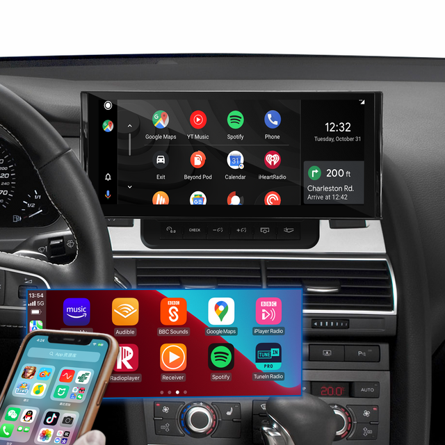 Audi A6 C6 MMI 3G AUX Android Touch Screen Upgrade 10.25 Inch Multimedia Wireless Apple CarPlay Android Auto Screen Mirroring 4G Wi-Fi Navigation Google Maps Netflix Spotify Prime Video Twitch Tumblr 