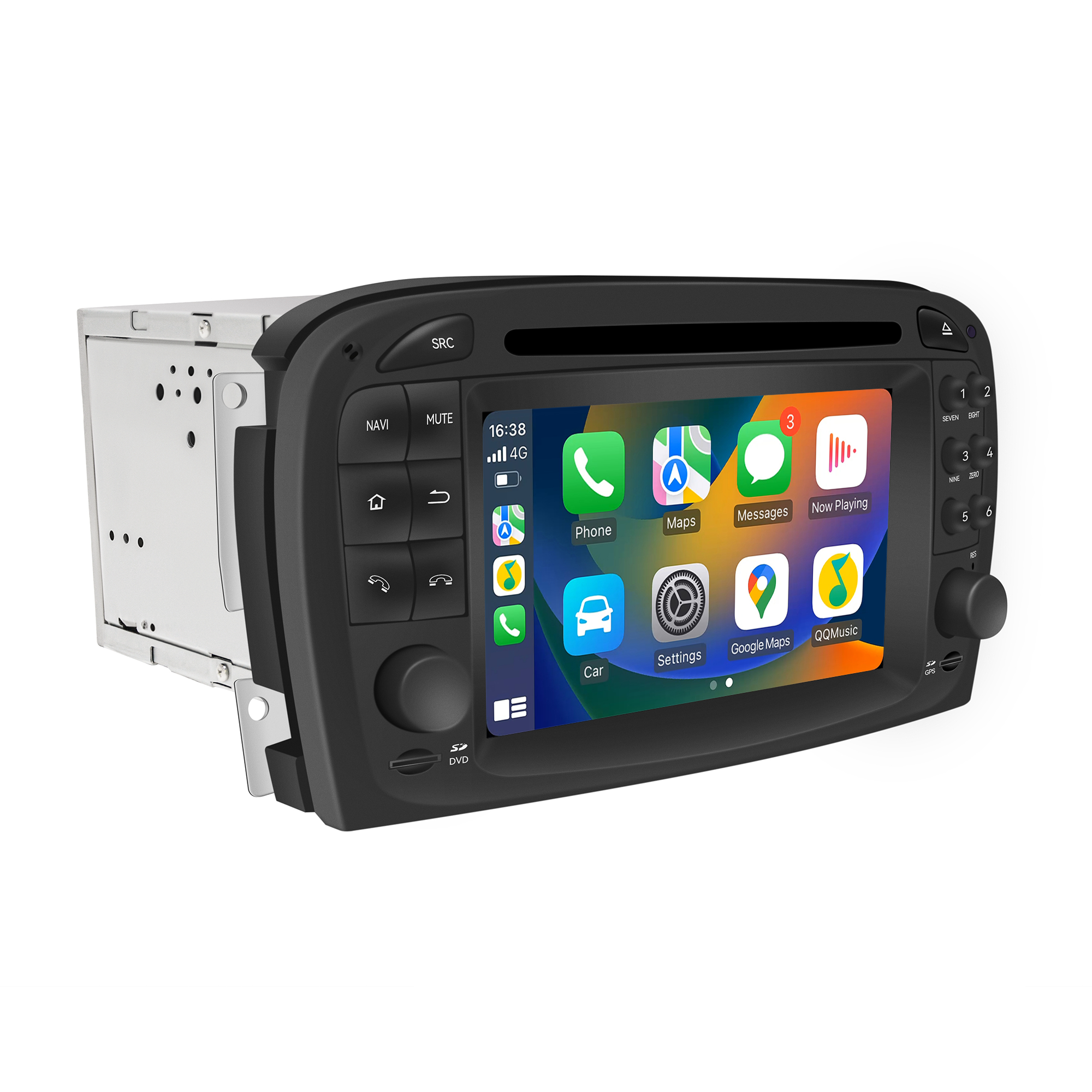 Hualingan Android Head Unit Upgrade Mercedes C Class W203 6.2 Inch TouchScreen Wireless CarPlay Android Auto Car Video Youtube Netflix Spotify Hulu Online Games Navigation GPS Bluetooth DVD