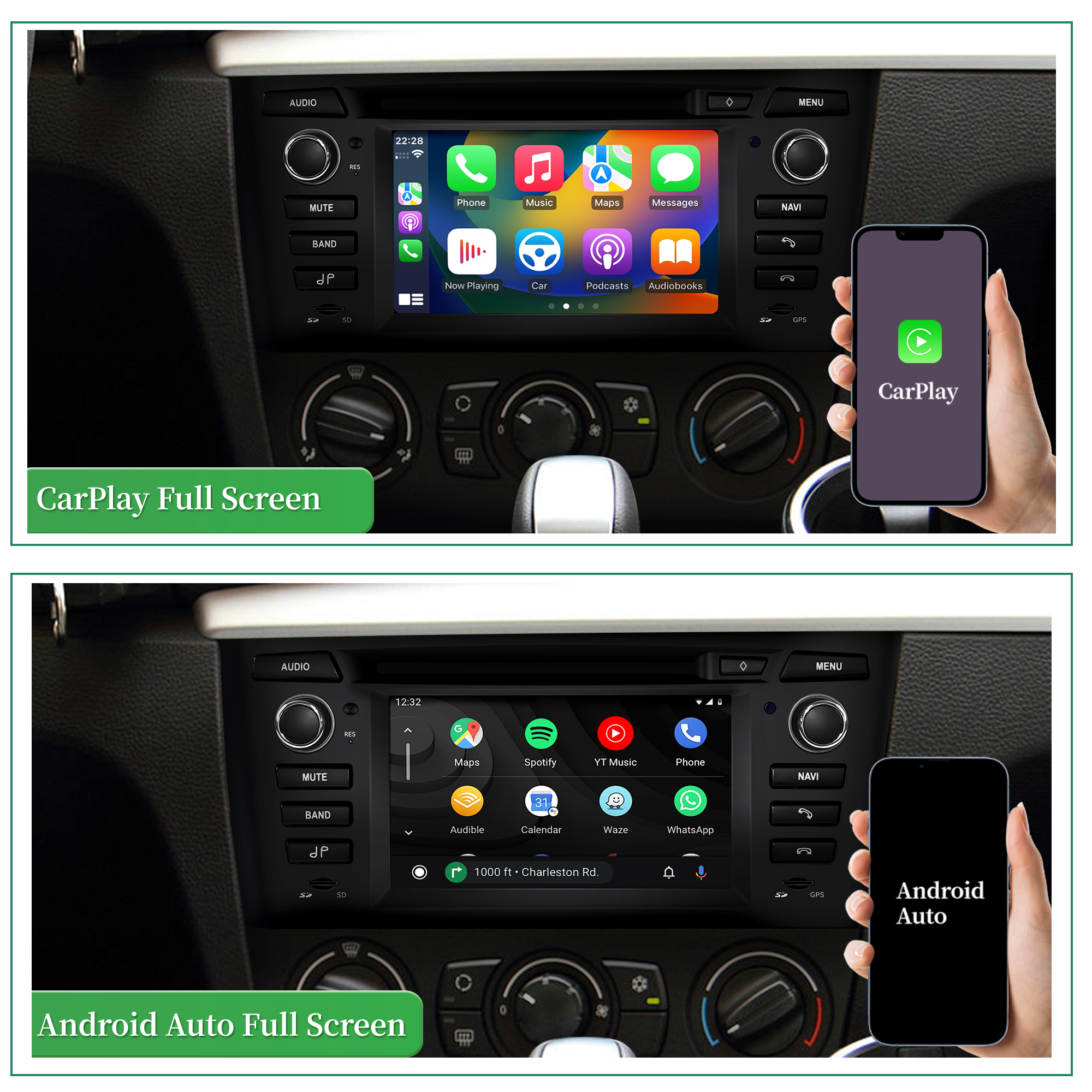 BMW 1 Series Replacement Radio Upgrade for E81 E82 E87 E88 (2004-2011) with 6.2-Inch Android Screen, Wireless Apple CarPlay & Android Auto (Manual) 