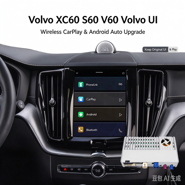 Wireless Apple CarPlay Adapter for Volvo XC60 S60 V60 | 9" OEM Sensus Screen Retrofit | Full-Screen Wired & Wireless Apple CarPlay & Android Auto