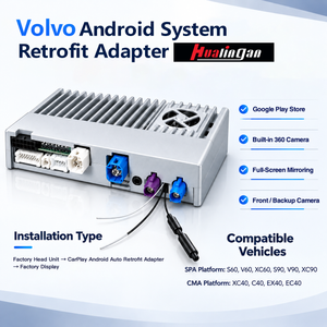 Hualingan Android Retrofit Adapter for Volvo XC90 S90 V90 Wireless CarPlay Android Auto Full-Screen Mirroring, Google Play Store, HDMI Output, DAB+, 360° & Backup Camera Support 