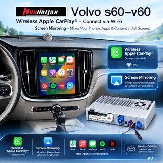 Volvo XC60 S60 V60 Wireless CarPlay Retrofit Adapter | Android Auto Google Play Store, Full-Screen Phone Mirroring, USB-to-HDMI Output, DAB+, 360° & Backup Camera Support