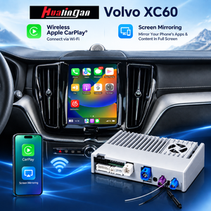 Volvo XC60 S60 V60 Wireless CarPlay Retrofit Adapter | Android Auto Google Play Store, Full-Screen Phone Mirroring, USB-to-HDMI Output, DAB+, 360° & Backup Camera Support
