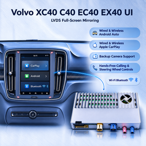 Volvo XC40 C40 EC40 EX40 Wired & Wireless CarPlay & Android Auto Retrofit Adapter | Full-Screen Phone Mirroring, HDMI Output, DAB+, DVR & Backup Camera Support